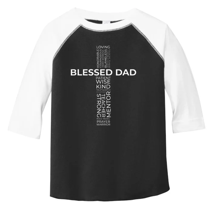 Christian Blessed Dad Cross Fathers Day Toddler Fine Jersey T-Shirt