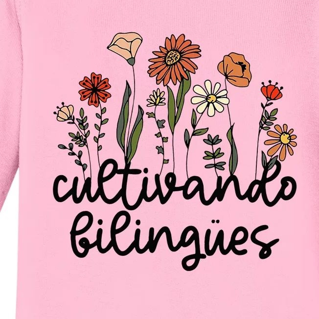 Cultivando Bilingues Dual Language Crew Bilingual Teacher Baby Long Sleeve Bodysuit