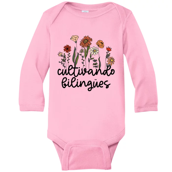 Cultivando Bilingues Dual Language Crew Bilingual Teacher Baby Long Sleeve Bodysuit