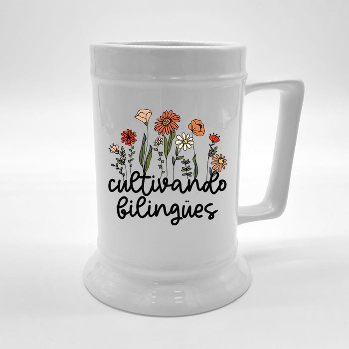 Cultivando Bilingues Dual Language Crew Bilingual Teacher Front & Back Beer Stein