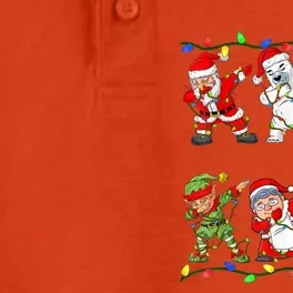 Christmas Boys Dabbing Santa Deer Friends Xmas Gift Dry Zone Grid Performance Polo