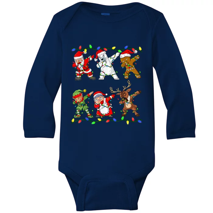 Christmas Boys Dabbing Santa Deer Friends Xmas Gift Baby Long Sleeve Bodysuit