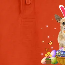 Cute Bunny Dachshund Dog With Easter Eggs Basket Easter Day Cute Gift Dry Zone Grid Performance Polo