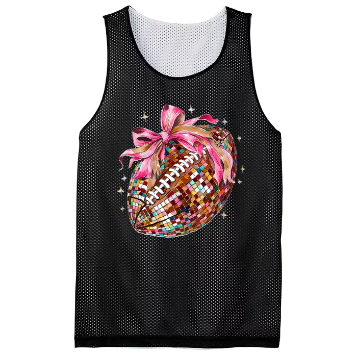 Coquette Bow Disco Funny Football Game Day Touchdown Season Mesh Reversible Basketball Jersey Tank