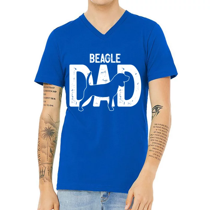 Cute Beagle Dad Dog Puppy Lover Father Cute Gift V-Neck T-Shirt