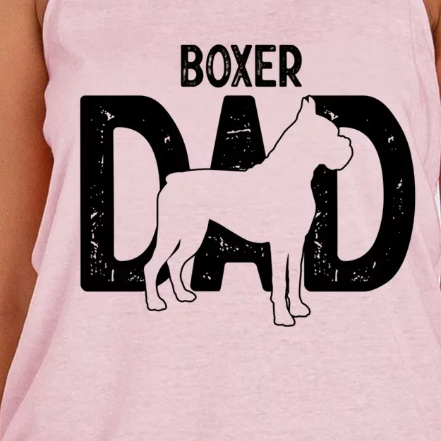 Cute Boxer Dog Dad Puppy Lover Father Gift Women's Knotted Racerback Tank