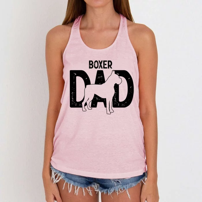 Cute Boxer Dog Dad Puppy Lover Father Gift Women's Knotted Racerback Tank