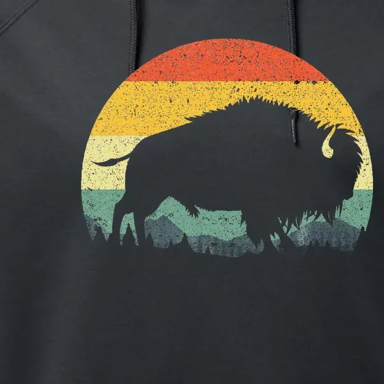 Cool Bison Design For Women Buffalo Bison Lovers Performance Fleece Hoodie