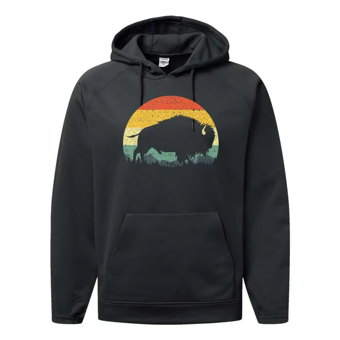 Cool Bison Design For Women Buffalo Bison Lovers Performance Fleece Hoodie