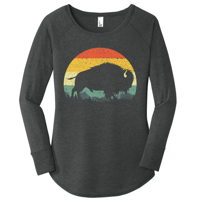 Cool Bison Design For Women Buffalo Bison Lovers Women's Perfect Tri Tunic Long Sleeve Shirt