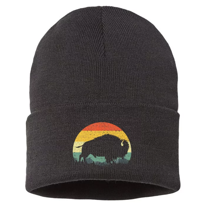 Cool Bison Design For Women Buffalo Bison Lovers Sustainable Knit Beanie