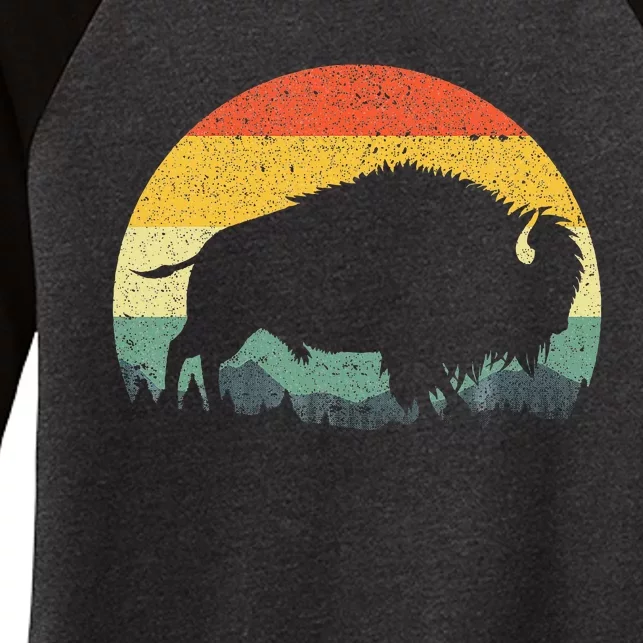 Cool Bison Design For Women Buffalo Bison Lovers Women's Tri-Blend 3/4-Sleeve Raglan Shirt