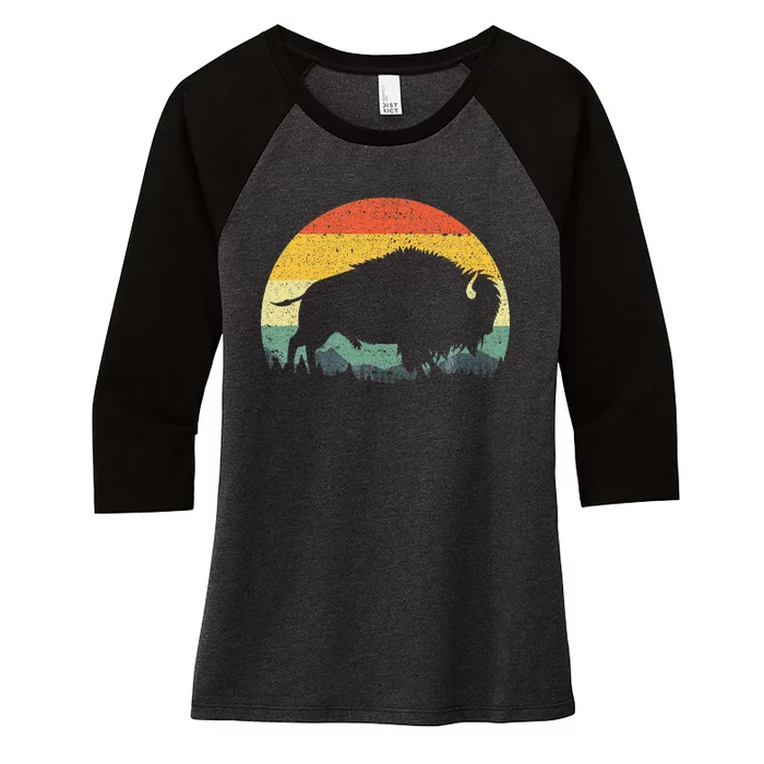 Cool Bison Design For Women Buffalo Bison Lovers Women's Tri-Blend 3/4-Sleeve Raglan Shirt