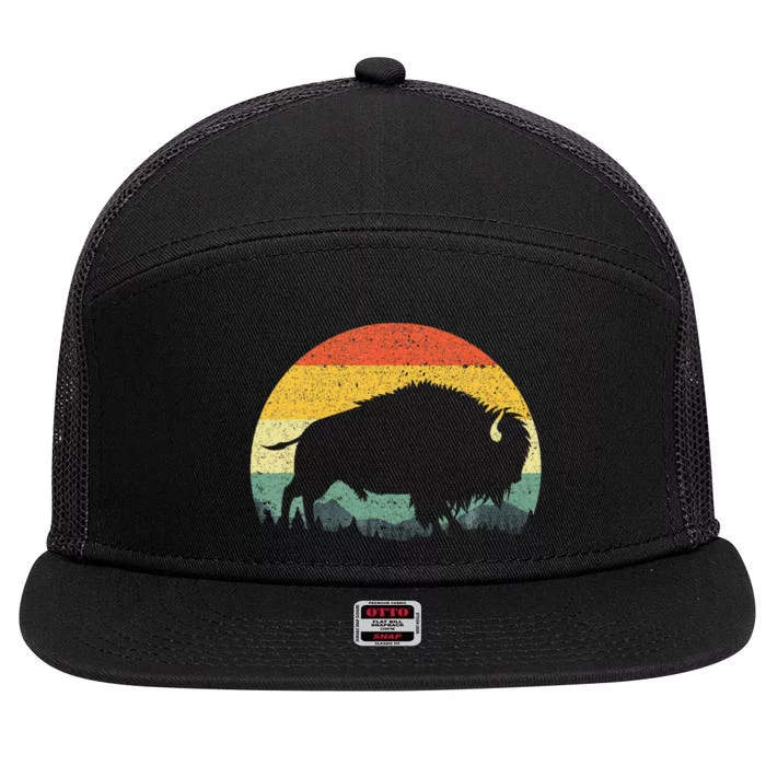 Cool Bison Design For Women Buffalo Bison Lovers 7 Panel Mesh Trucker Snapback Hat