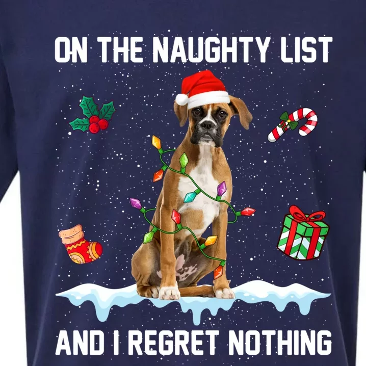 Christmas Boxer Dog Naughty List And I Regret Nothing Xmas Gift Sueded Cloud Jersey T-Shirt