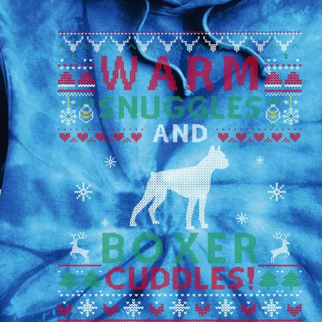 Christmas Boxer Dog Ugly Sweater Style Gift Tie Dye Hoodie