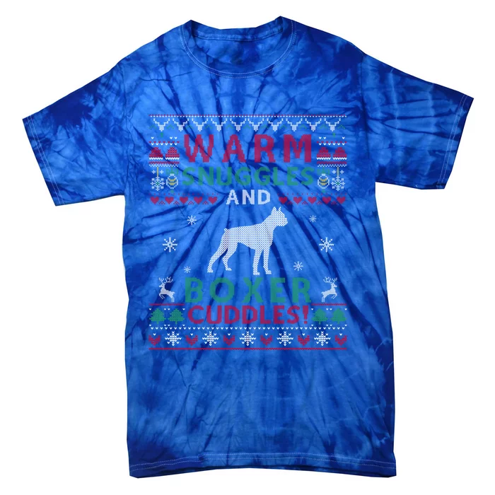 Christmas Boxer Dog Ugly Sweater Style Gift Tie-Dye T-Shirt