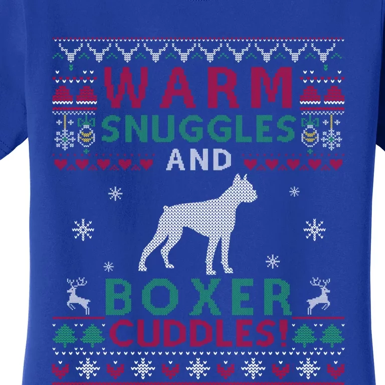 Christmas Boxer Dog Ugly Sweater Style Gift Women's T-Shirt