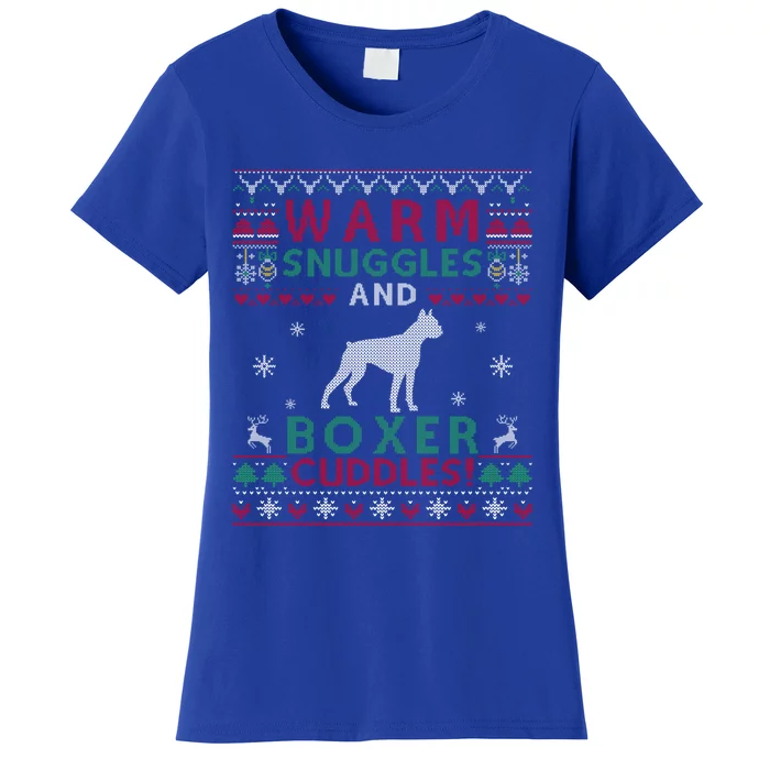 Christmas Boxer Dog Ugly Sweater Style Gift Women's T-Shirt