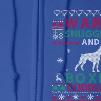 Christmas Boxer Dog Ugly Sweater Style Gift Full Zip Hoodie