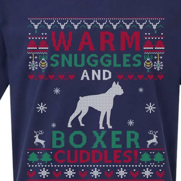 Christmas Boxer Dog Ugly Sweater Style Gift Sueded Cloud Jersey T-Shirt