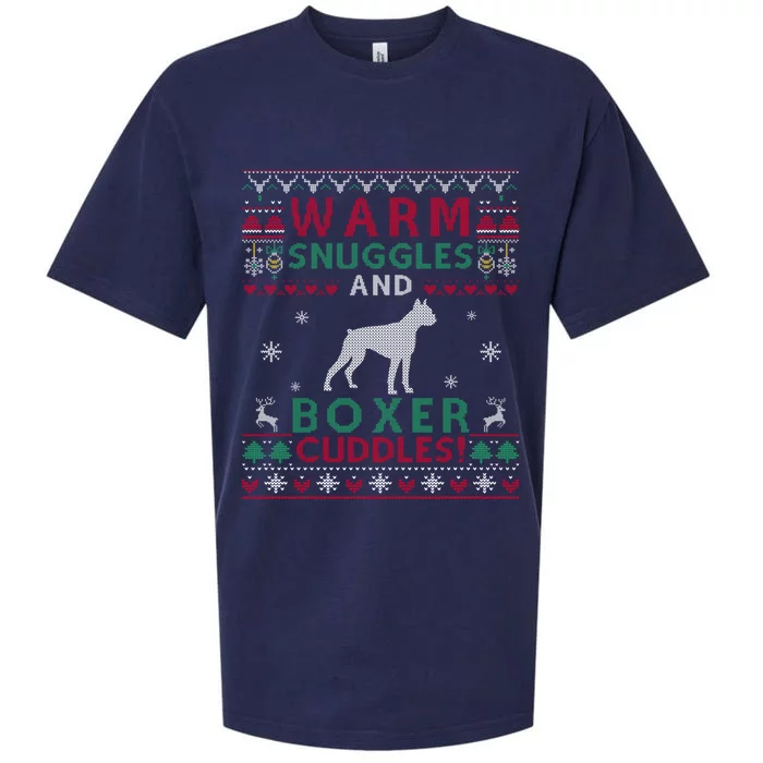 Christmas Boxer Dog Ugly Sweater Style Gift Sueded Cloud Jersey T-Shirt