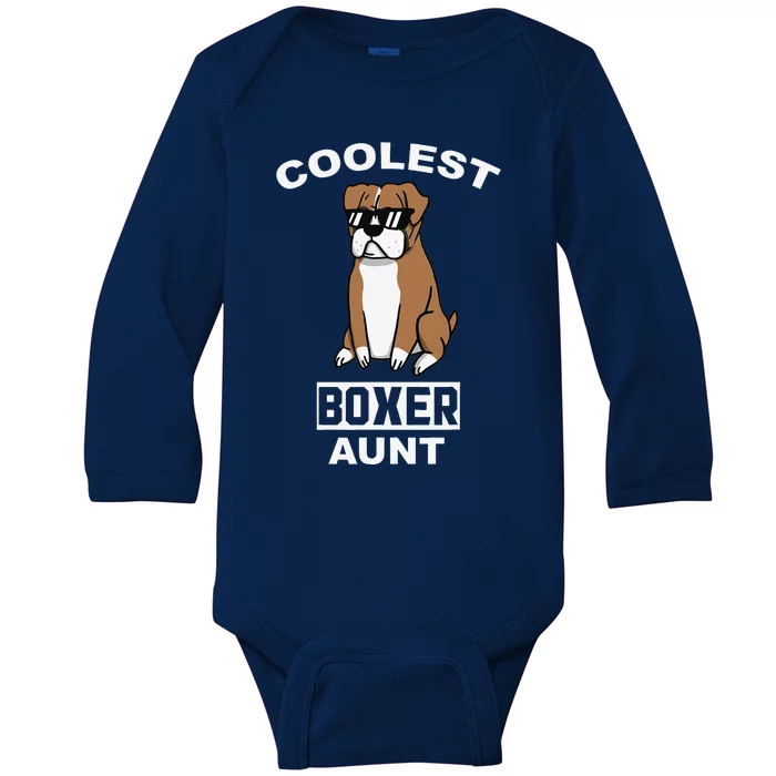 Coolest Boxer Dog Aunt Funny Dog Baby Long Sleeve Bodysuit