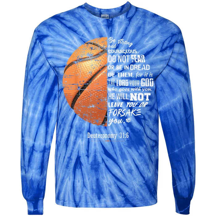 Christian Basketball Deuteronomy Bible Verse Faith In God Tie-Dye Long Sleeve Shirt