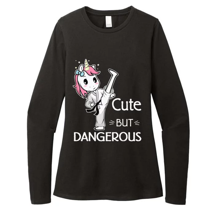 Cute But Dangerous Karate Taekwondo Unicorn Karate Girl Womens CVC Long Sleeve Shirt