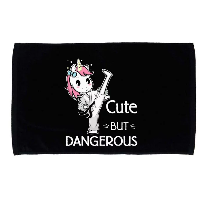 Cute But Dangerous Karate Taekwondo Unicorn Karate Girl Microfiber Hand Towel