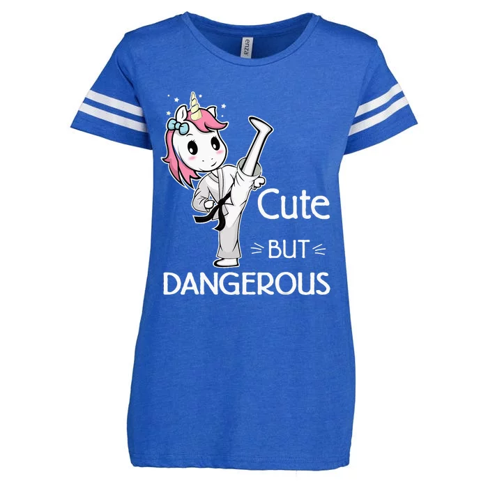 Cute But Dangerous Karate Taekwondo Unicorn Karate Girl Enza Ladies Jersey Football T-Shirt