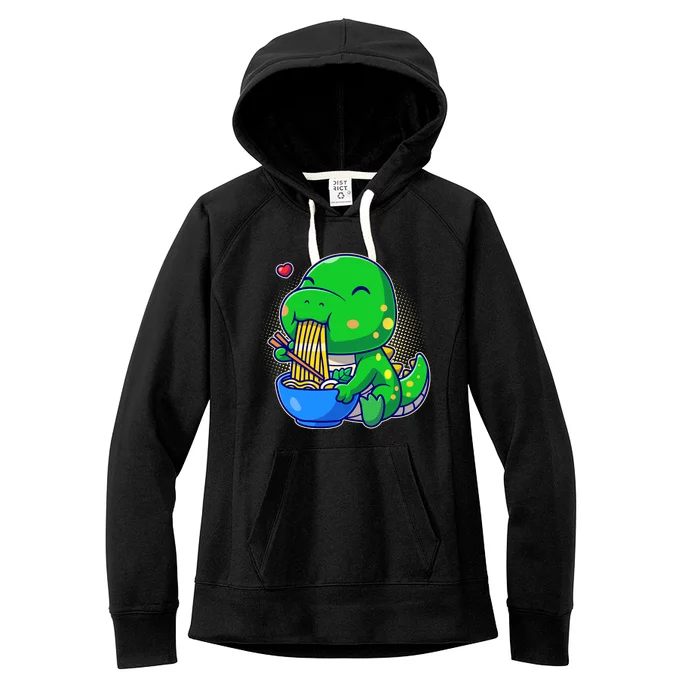 Cute Baby Dino Trex Eating Ramen Noodles Women's Fleece Hoodie