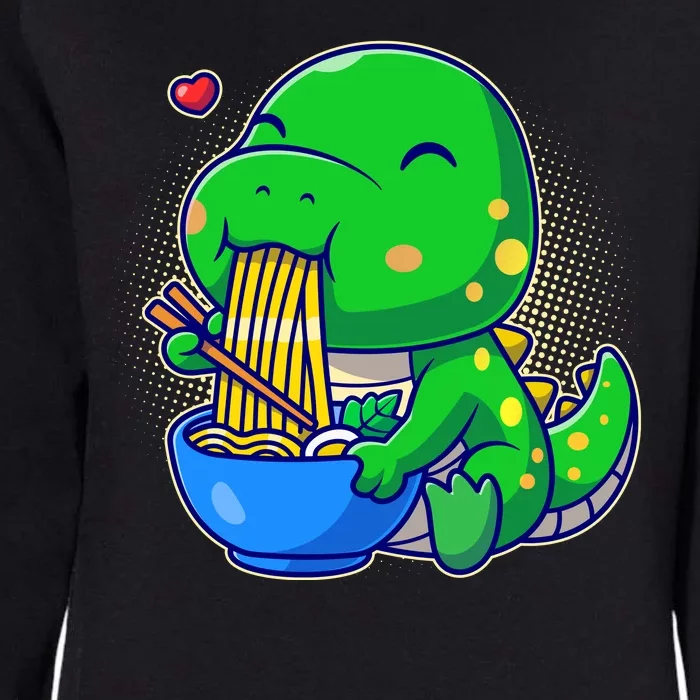 Cute Baby Dino Trex Eating Ramen Noodles Womens California Wash Sweatshirt