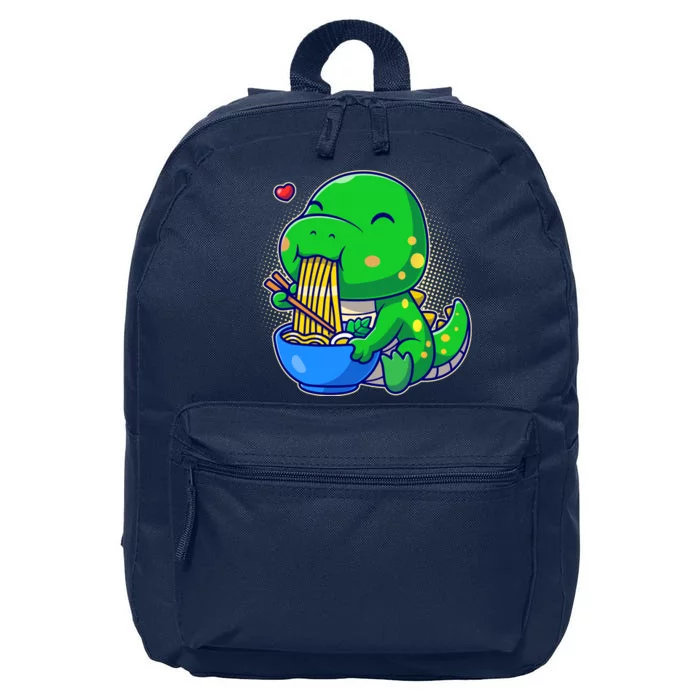 Cute Baby Dino Trex Eating Ramen Noodles 16 in Basic Backpack