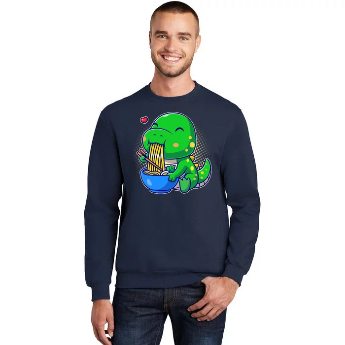 Cute Baby Dino Trex Eating Ramen Noodles Tall Sweatshirt