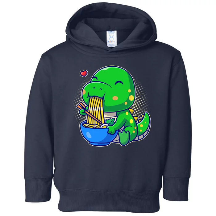 Cute Baby Dino Trex Eating Ramen Noodles Toddler Hoodie