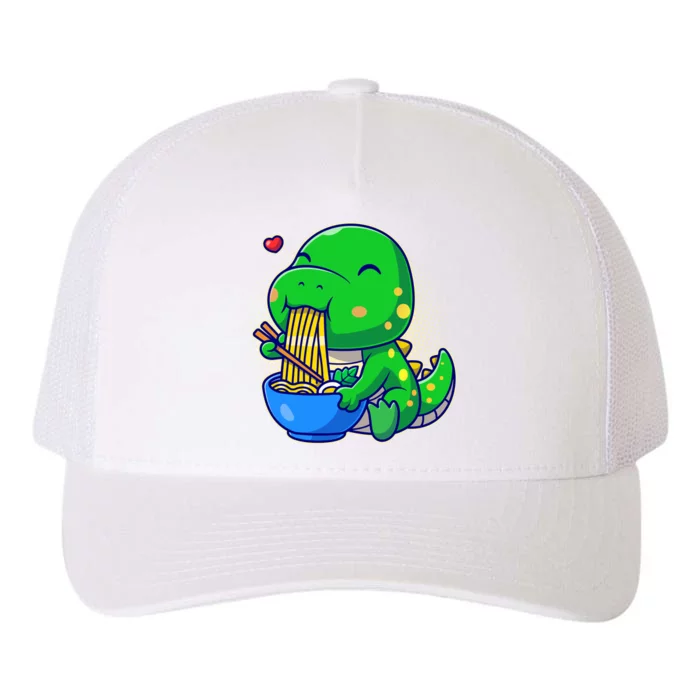 Cute Baby Dino Trex Eating Ramen Noodles Yupoong Adult 5-Panel Trucker Hat