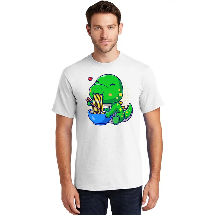 Cute Baby Dino Trex Eating Ramen Noodles Tall T-Shirt