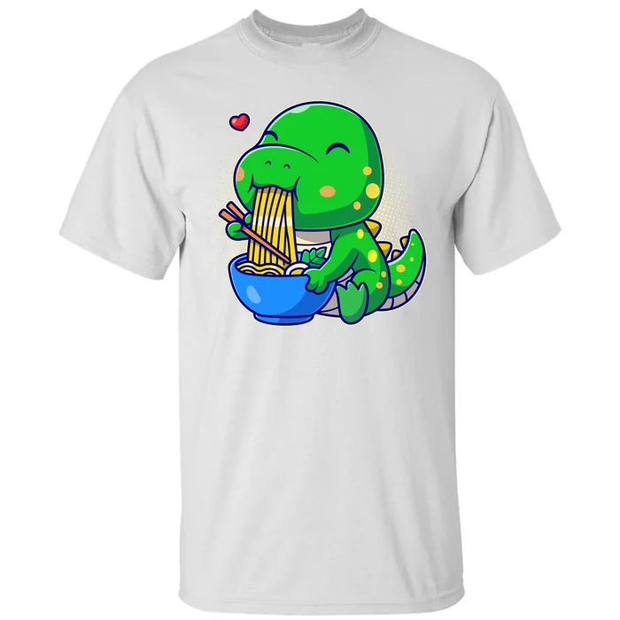 Cute Baby Dino Trex Eating Ramen Noodles Tall T-Shirt