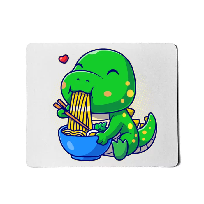 Cute Baby Dino Trex Eating Ramen Noodles Mousepad