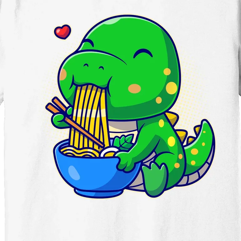 Cute Baby Dino Trex Eating Ramen Noodles Premium T-Shirt