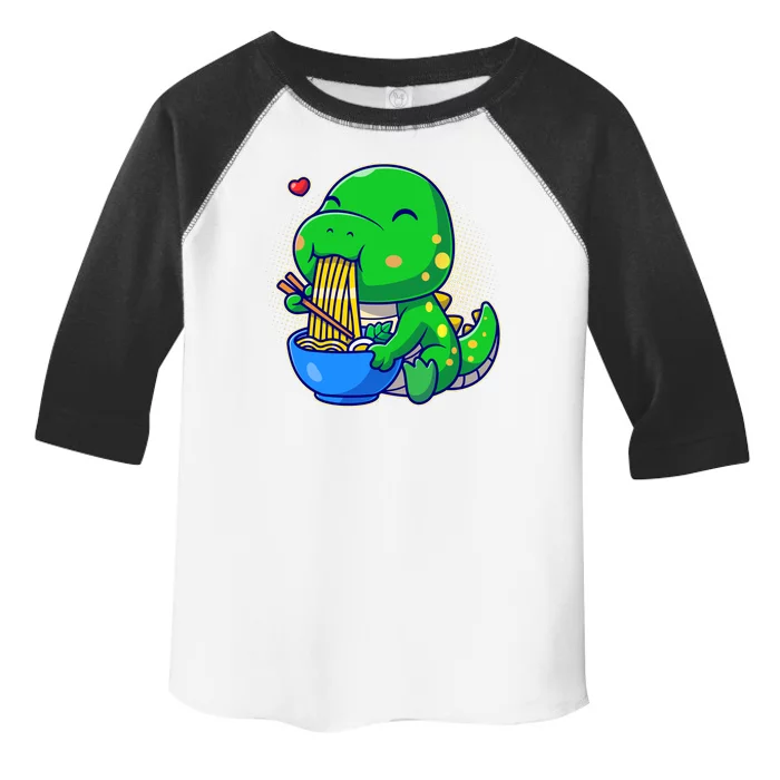 Cute Baby Dino Trex Eating Ramen Noodles Toddler Fine Jersey T-Shirt