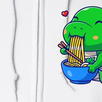 Cute Baby Dino Trex Eating Ramen Noodles Full Zip Hoodie