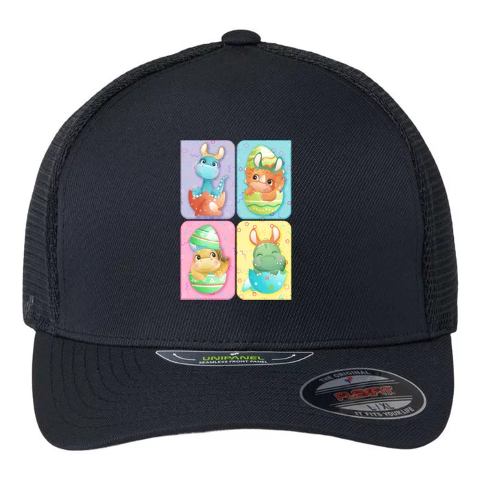 Cute Baby Dinosaurs Easter Eggs Flexfit Unipanel Trucker Cap