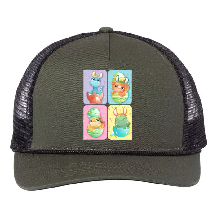 Cute Baby Dinosaurs Easter Eggs Retro Rope Trucker Hat Cap