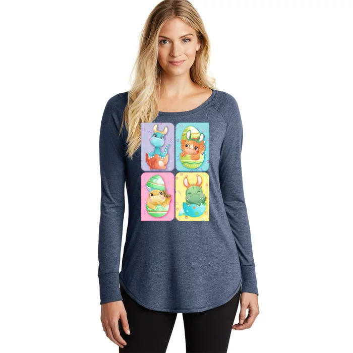 Cute Baby Dinosaurs Easter Eggs Women's Perfect Tri Tunic Long Sleeve Shirt