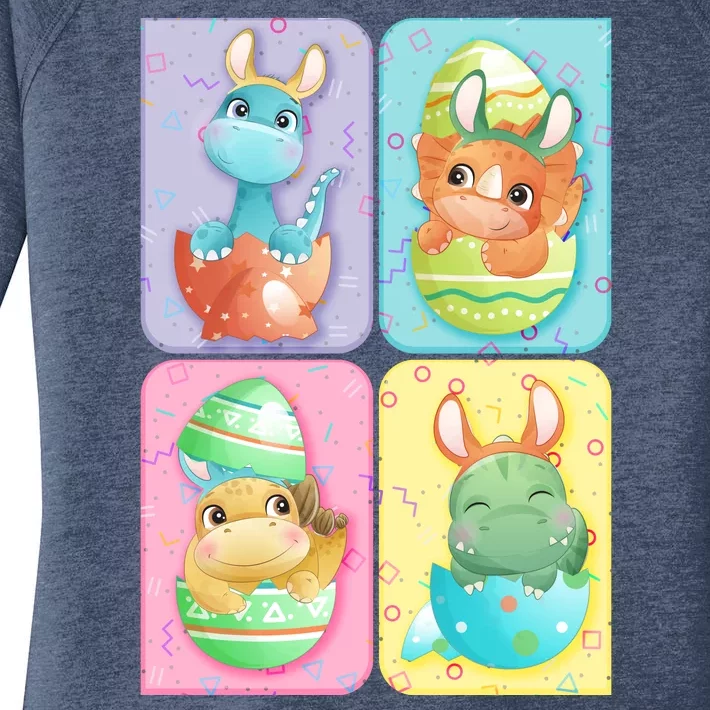 Cute Baby Dinosaurs Easter Eggs Women's Perfect Tri Tunic Long Sleeve Shirt