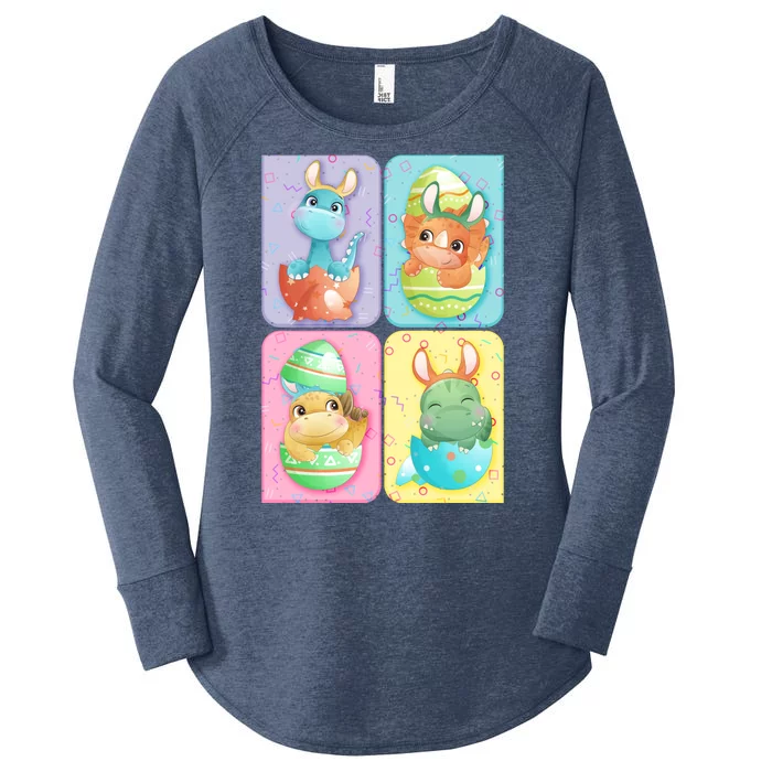 Cute Baby Dinosaurs Easter Eggs Women's Perfect Tri Tunic Long Sleeve Shirt