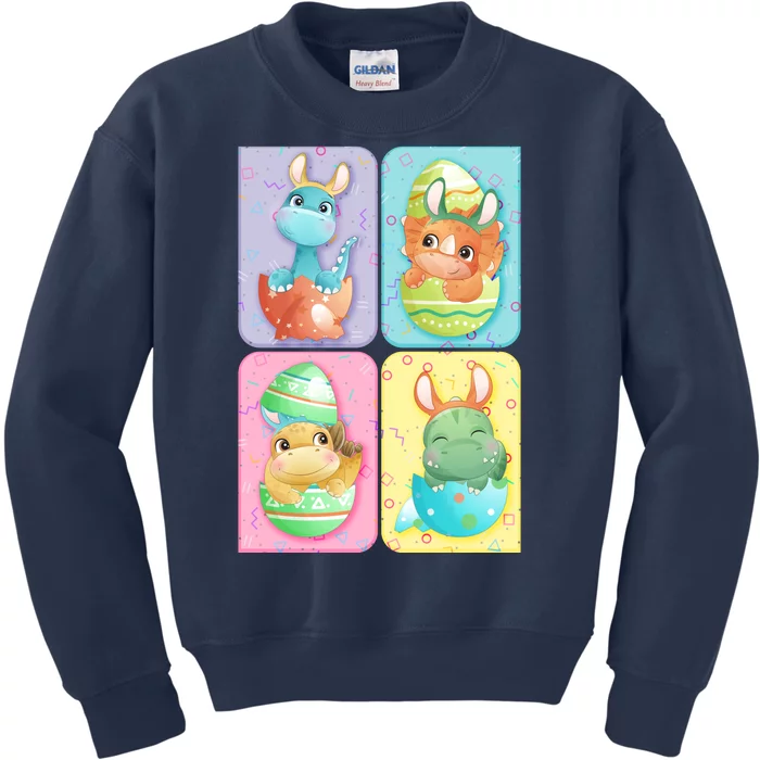 Cute Baby Dinosaurs Easter Eggs Kids Sweatshirt