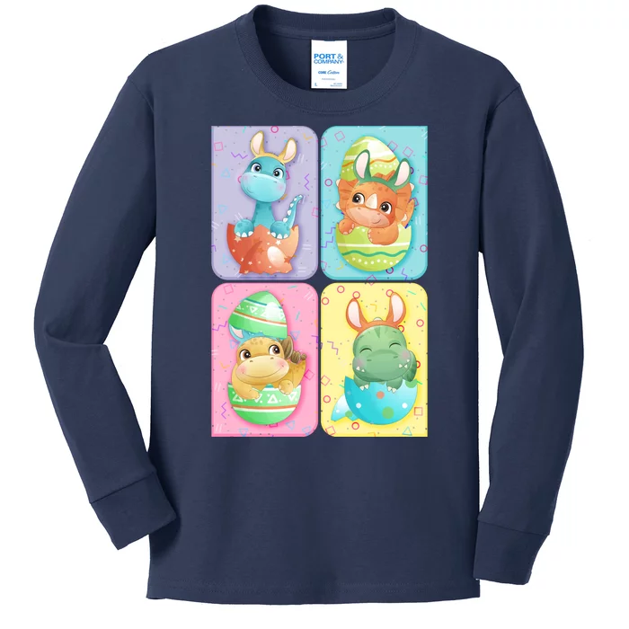 Cute Baby Dinosaurs Easter Eggs Kids Long Sleeve Shirt